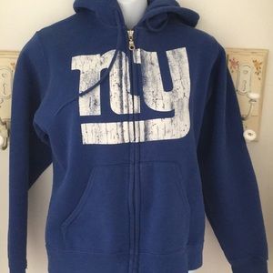Blue NY giants zip up